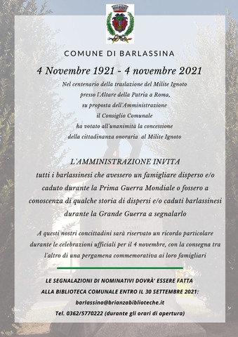 4 NOVEMBRE 1921 - 4 NOVEMBRE 2021